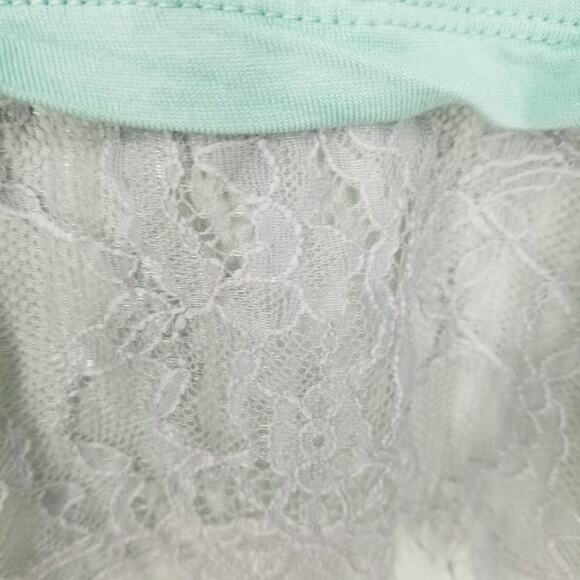 3/$25 Logo by Lori Goldstein Lace Satin Trim High Low Tunic Top MP Seafoam Green - Picture 8 of 11